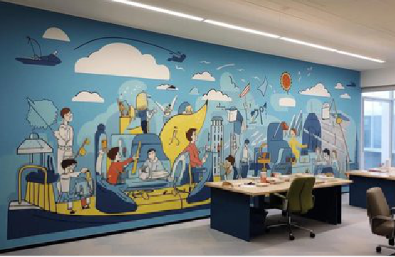 会东办公室墙绘的特点。