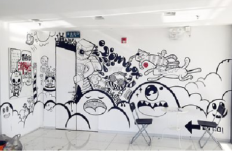 会东手绘墙并非传统涂鸦。